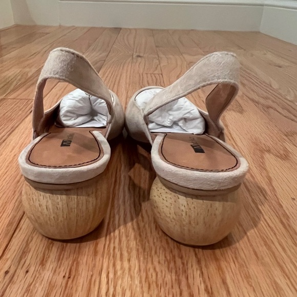 NIB Matiko Circa Peach Pointed Toe Slingback Wood Sphere Heel Shoes US 5 EU 35 - Picture 4 of 11